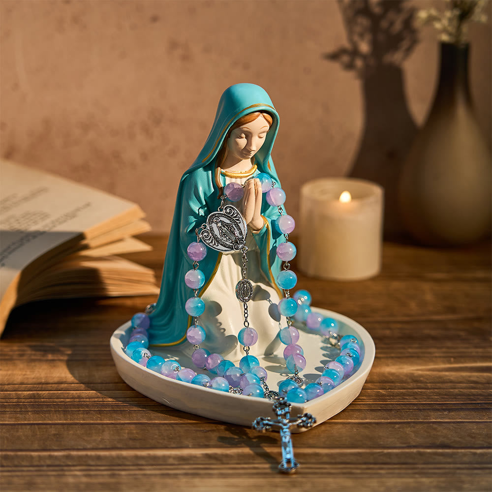 Christianartworkshop Porte-chapelet classique en résine représentant Notre-Dame : un emblème intemporel de dévotion - Notre Dame - M (Hauteur 15 cm) - image 1