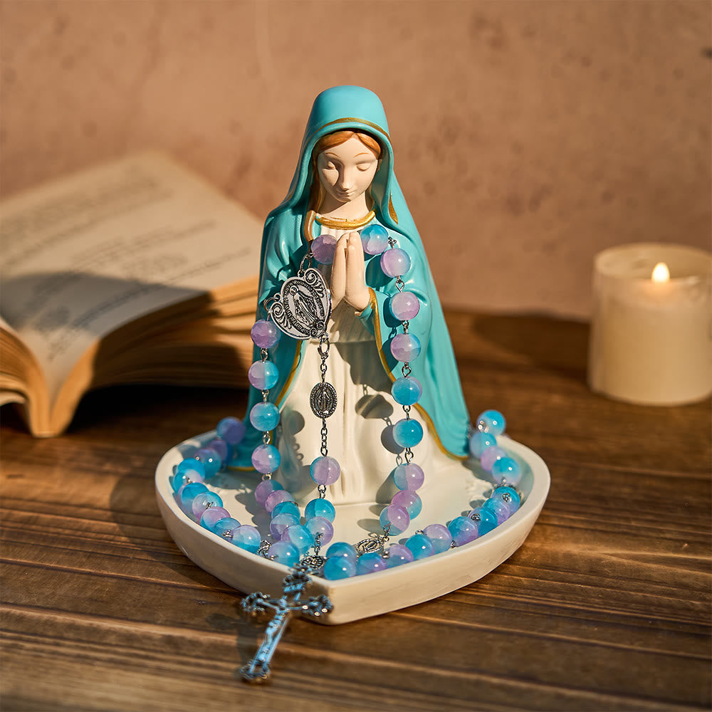 Christianartworkshop Porte-chapelet classique en résine représentant Notre-Dame : un emblème intemporel de dévotion - image 9
