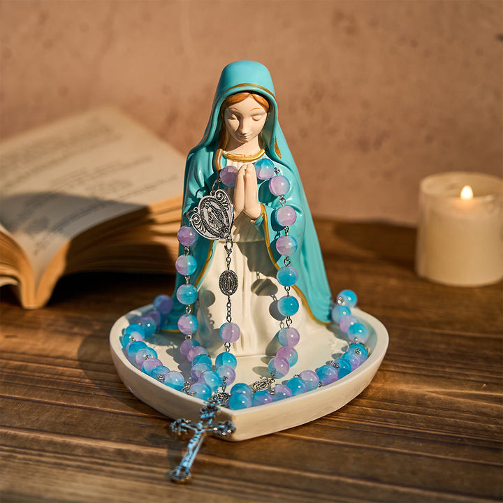 Christianartworkshop Porte-chapelet classique en résine représentant Notre-Dame : un emblème intemporel de dévotion - image 9