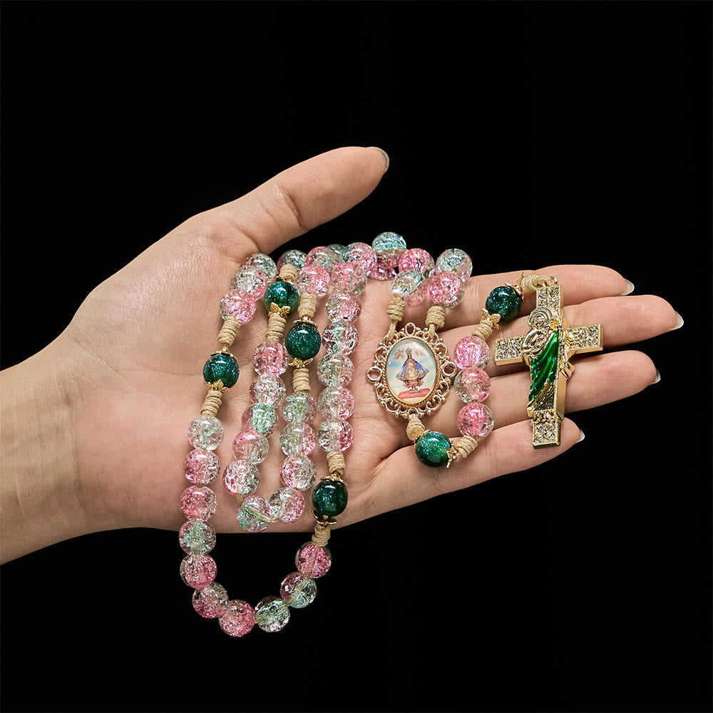 Christianartworkshop Chapelet en verre dégradé avec croix de saint Jude : Tendre dévotion pour la prière - image 1