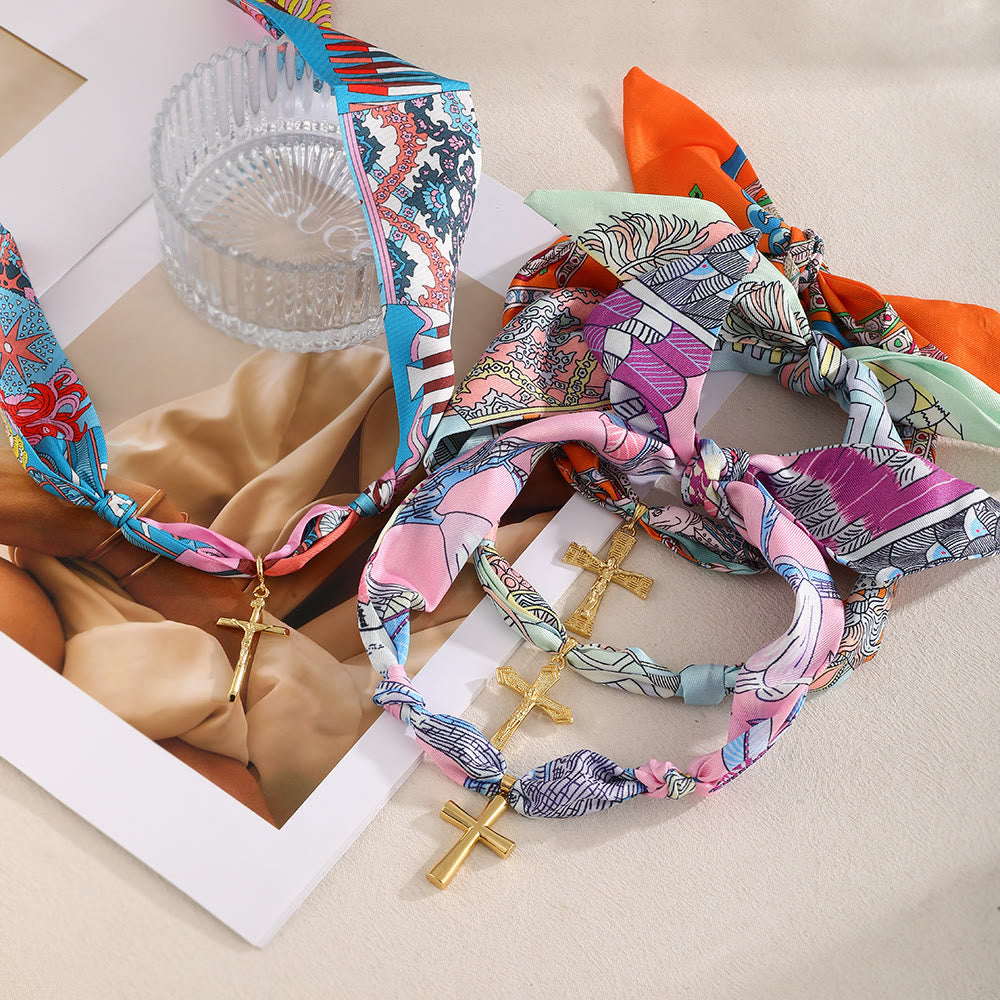 Christianartworkshop Écharpe à motifs éclatants avec collier croix - Collection : Dévotion gracieuse au quotidien - image 5