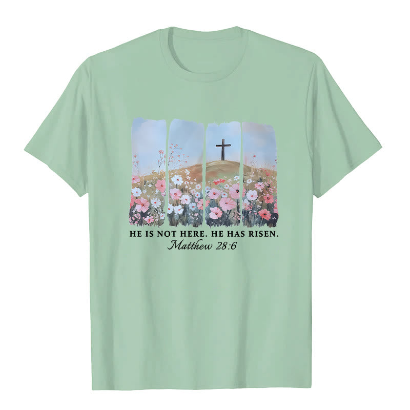 T-shirt Christianartworkshop « Il est ressuscité » avec croix florale inspirée par la foi - Vert clair - 2XL - image 10