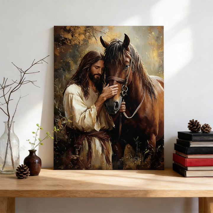 Christianartworkshop Affiche murale représentant une silhouette douce et un cheval : une touche de tendresse pour votre intérieur - image 1
