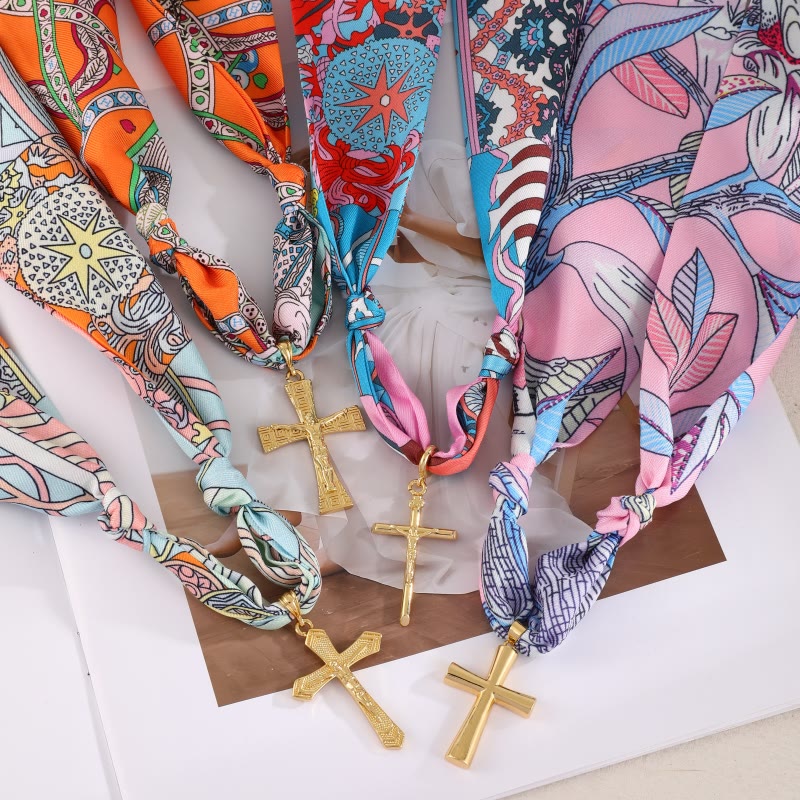Christianartworkshop Écharpe à motifs éclatants avec collier croix - Collection : Dévotion gracieuse au quotidien - image 4