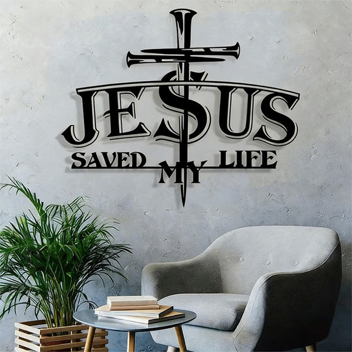 Christianartworkshop Décoration murale en métal « Jésus et la croix m'ont sauvé la vie » : une profonde rédemption pour votre intérieur - image 1
