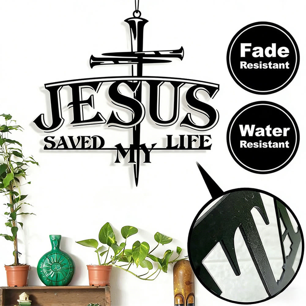 Christianartworkshop Décoration murale en métal « Jésus et la croix m'ont sauvé la vie » : une profonde rédemption pour votre intérieur - image 5
