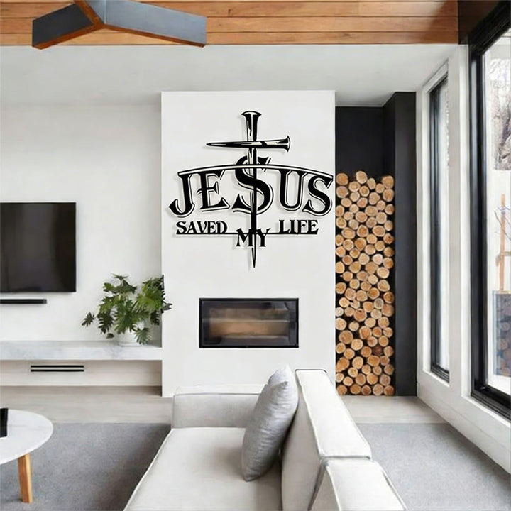 Christianartworkshop Décoration murale en métal « Jésus et la croix m'ont sauvé la vie » : une profonde rédemption pour votre intérieur - image 3
