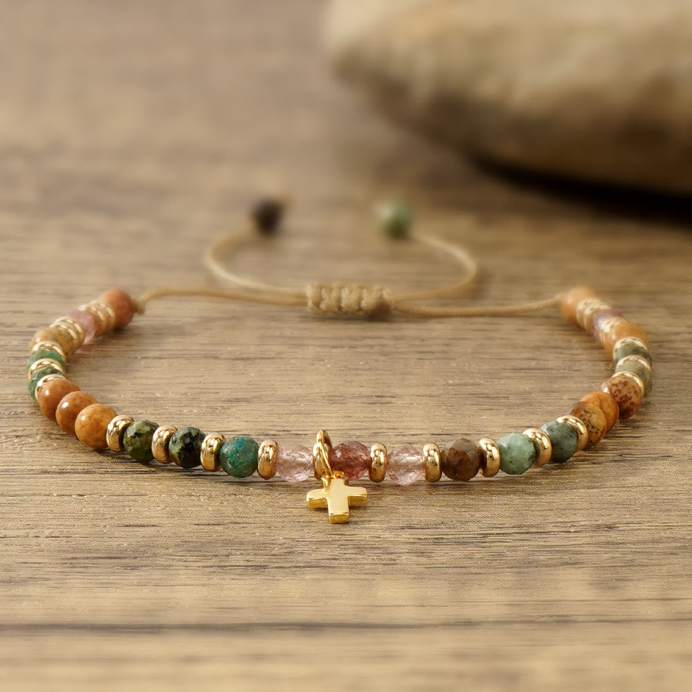 Bracelet en pierre naturelle et croix avec carte biblique de Christianartworkshop : Une tendre dévotion pour les moments précieux - image 3