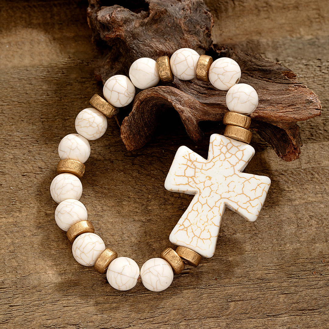 Christianartworkshop Bracelet croix texturé multi-styles : un symbole de dévotion audacieuse à porter au quotidien - Blanc - image 3
