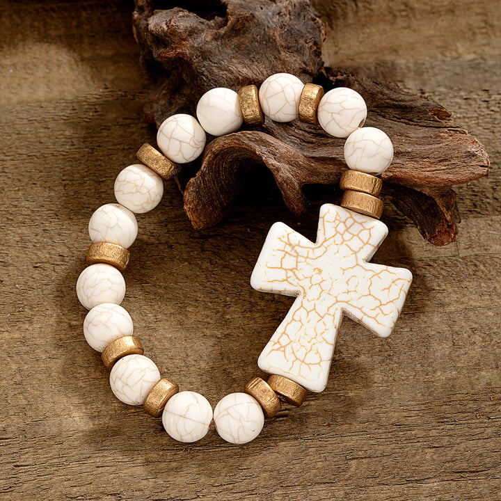 Christianartworkshop Bracelet croix texturé multi-styles : un symbole de dévotion audacieuse à porter au quotidien - Blanc - image 3