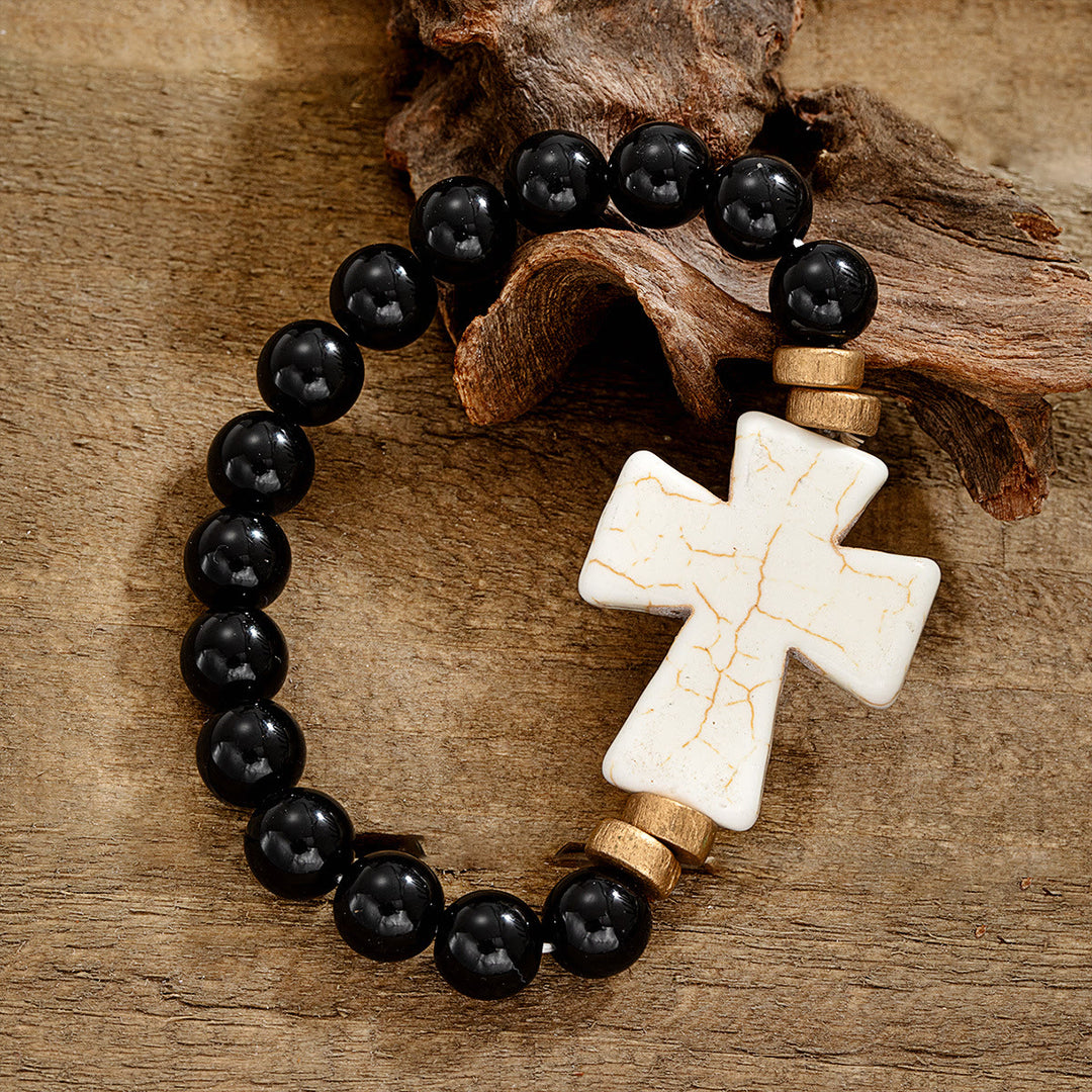 Christianartworkshop Bracelet croix texturé multi-styles : un symbole de dévotion audacieuse à porter au quotidien - Blanc et noir A - image 7
