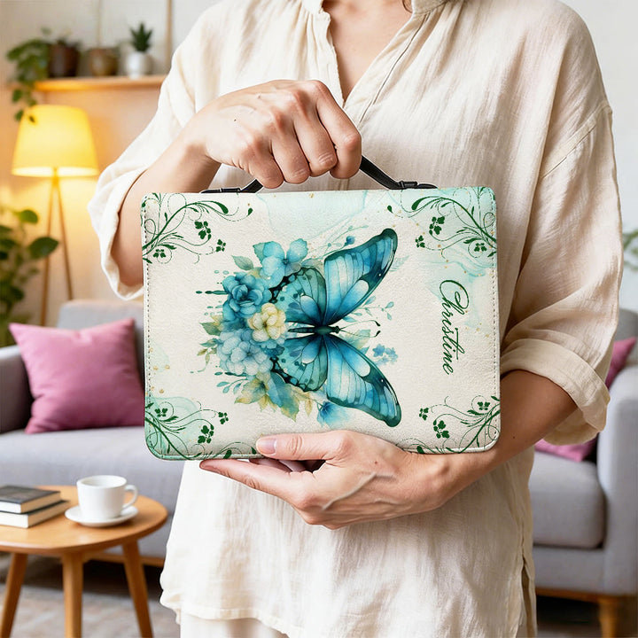 Christianartworkshop Couverture de Bible personnalisée avec papillon : Douce transformation pour sa Parole - image 2