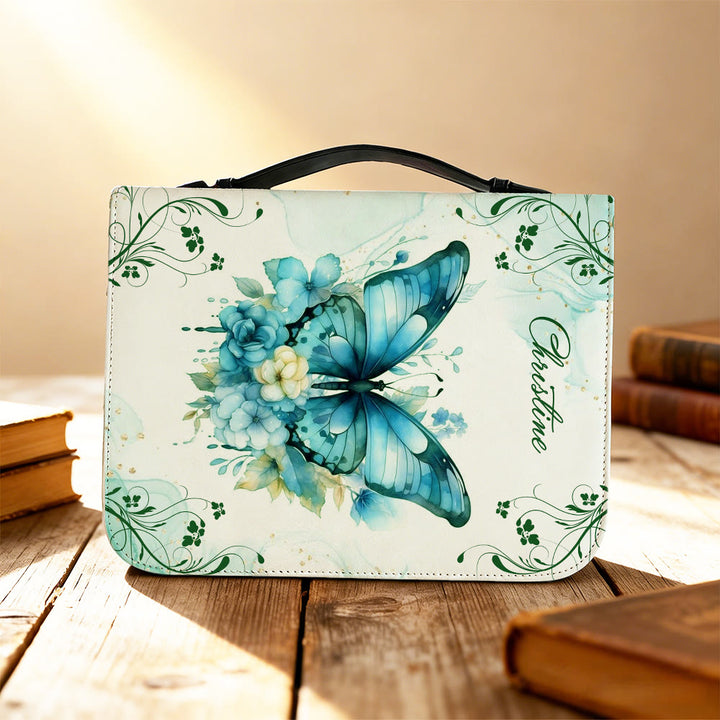 Christianartworkshop Couverture de Bible personnalisée avec papillon : Douce transformation pour sa Parole - image 4