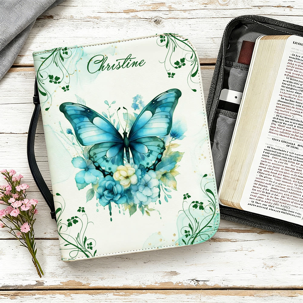 Christianartworkshop Couverture de Bible personnalisée avec papillon : Douce transformation pour sa Parole - image 9