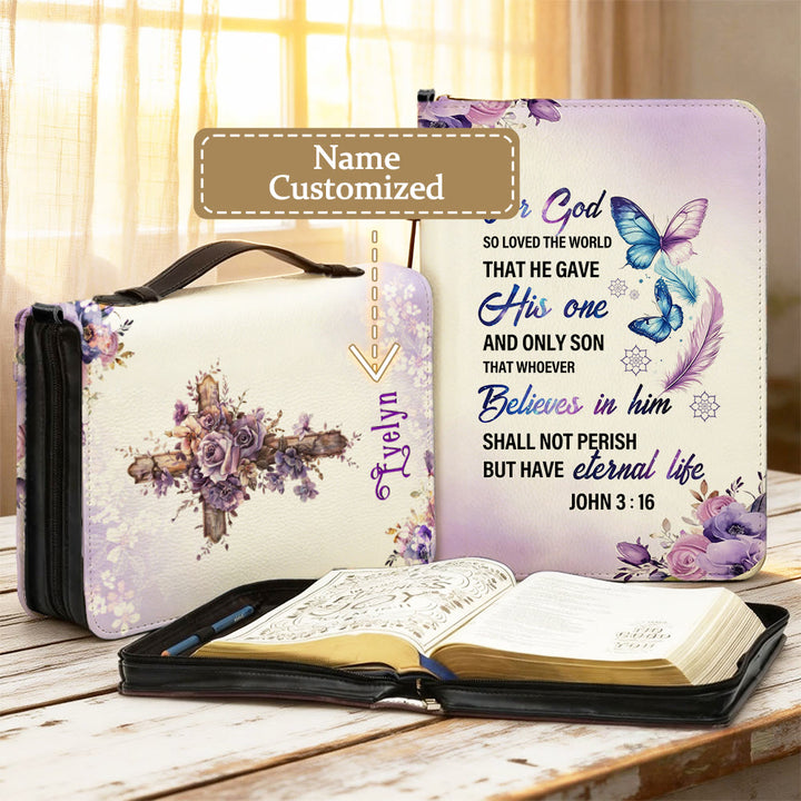 Christianartworkshop Jean 3:16 Couverture de la Bible avec croix : Un amour tendre pour sa Parole - 2XL - Nom personnalisé - image 11