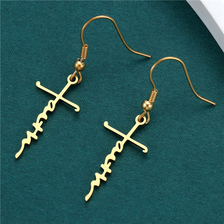 Boucles d'oreilles Croix et Grâce de Christianartworkshop : Une foi délicate à porter au quotidien - Croix de la foi - Doré - image 17