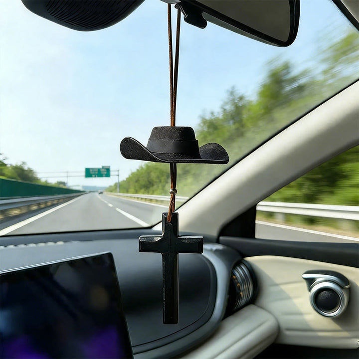 Christianartworkshop Pendentif de voiture chapeau de cowboy et croix : Foi inébranlable pour la route - image 10