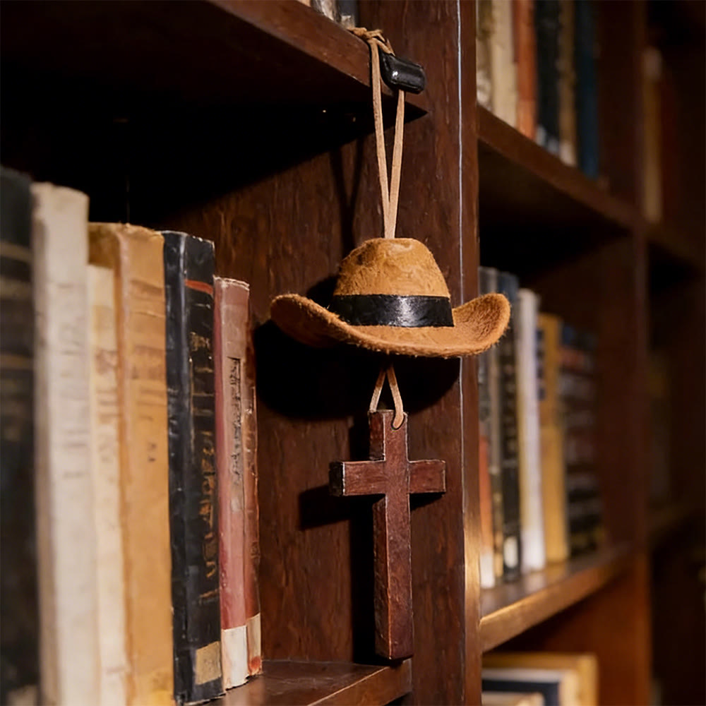 Pendentif de voiture chapeau de cowboy et croix de Christianartworkshop : Foi inébranlable pour la route - image 5