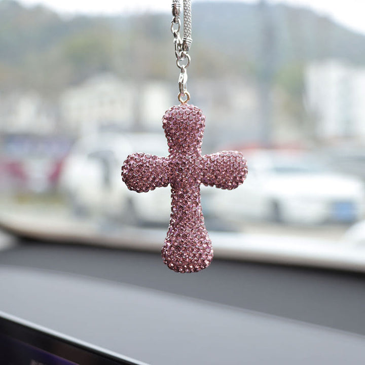 Christianartworkshop Pendentif croix orné de cristaux pour voiture : une foi rayonnante pour chaque voyage - image 6
