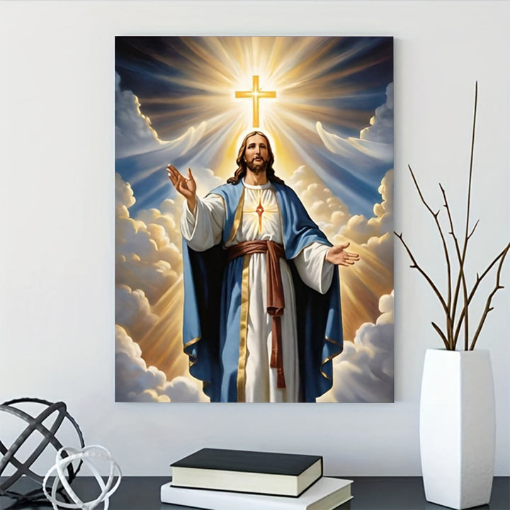 Christianartworkshop Affiche murale Croix rayonnante et Jésus : Grâce lumineuse pour votre intérieur - image 4