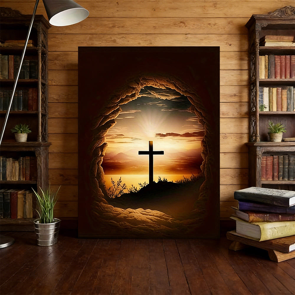 Christianartworkshop Tableau en forme de croix avec cadre en pierre vide : un espoir rédempteur pour votre intérieur - image 2