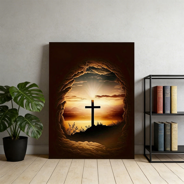 Christianartworkshop Tableau en forme de croix avec cadre en pierre vide : un espoir rédempteur pour votre intérieur - image 3