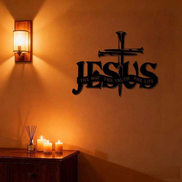 Christianartworkshop Décoration murale en métal représentant Jésus fidèle et une croix - image 5