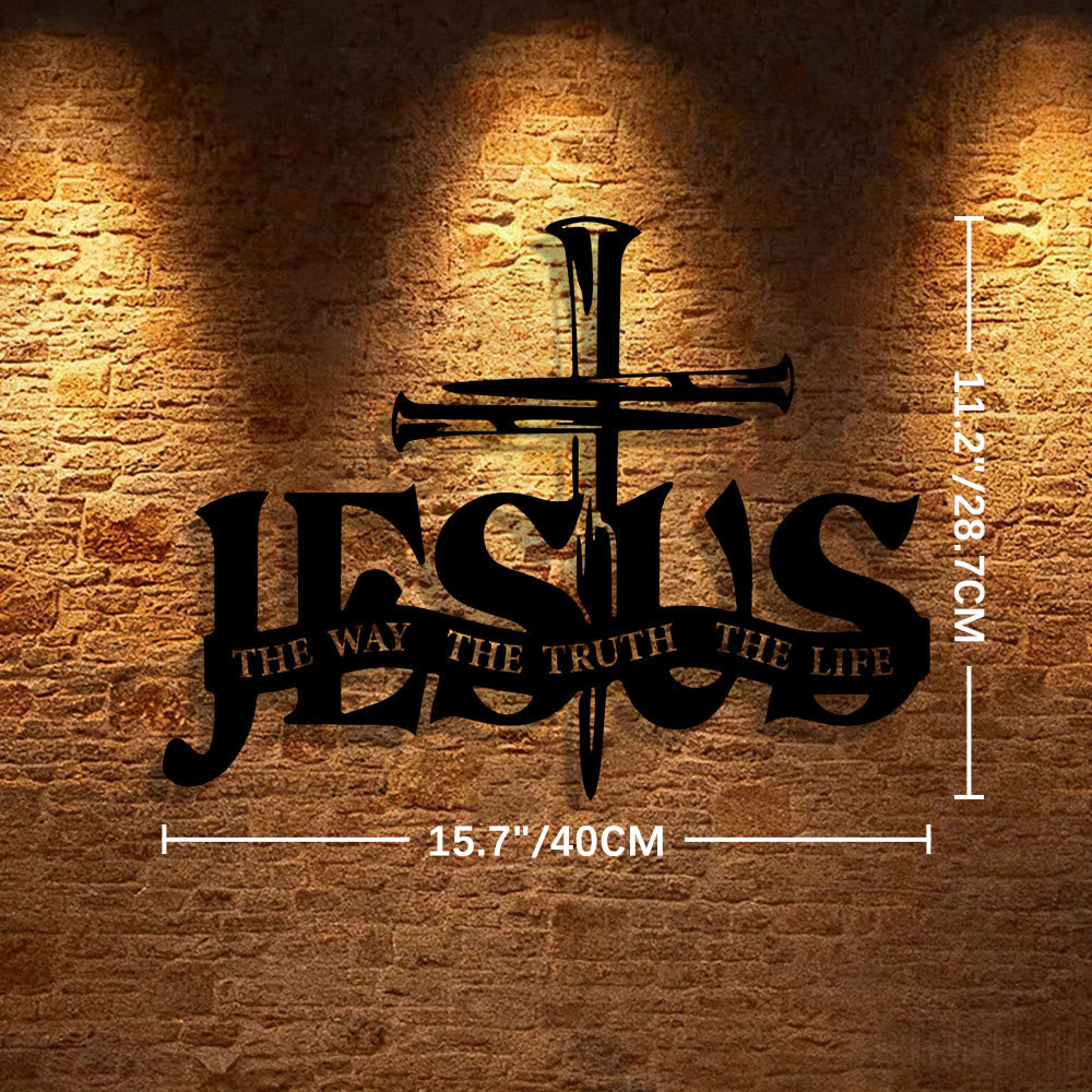 Christianartworkshop Décoration murale en métal représentant Jésus fidèle et une croix - 15,7"*11,2"0,04"/40*28,7*0,1 cm - Noir - image 8