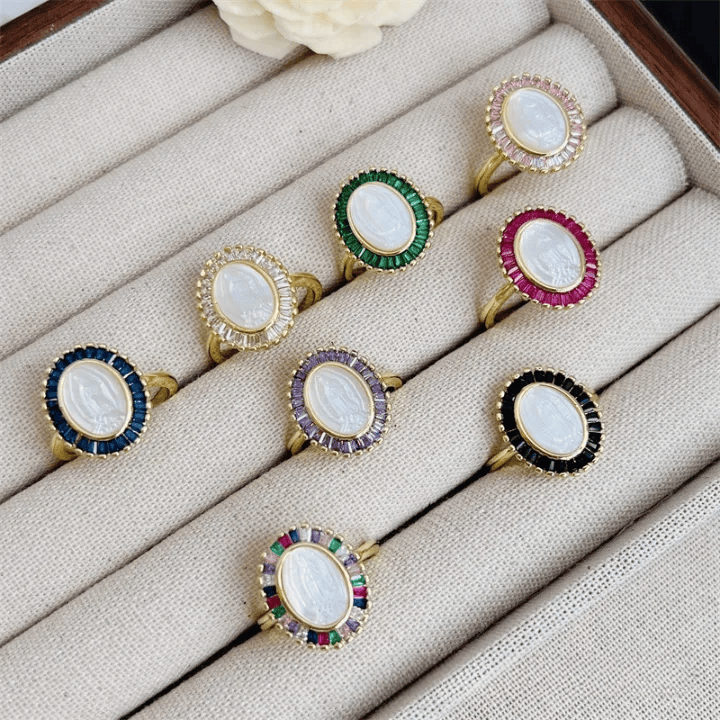 Christianartworkshop Bague Notre-Dame en zircon multicolore : une grâce apaisante pour les journées chargées - image 1