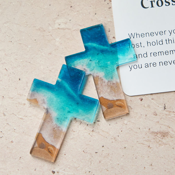 Christianartworkshop Croix de poche en acrylique motif plage : un doux espoir pour le quotidien - image 6