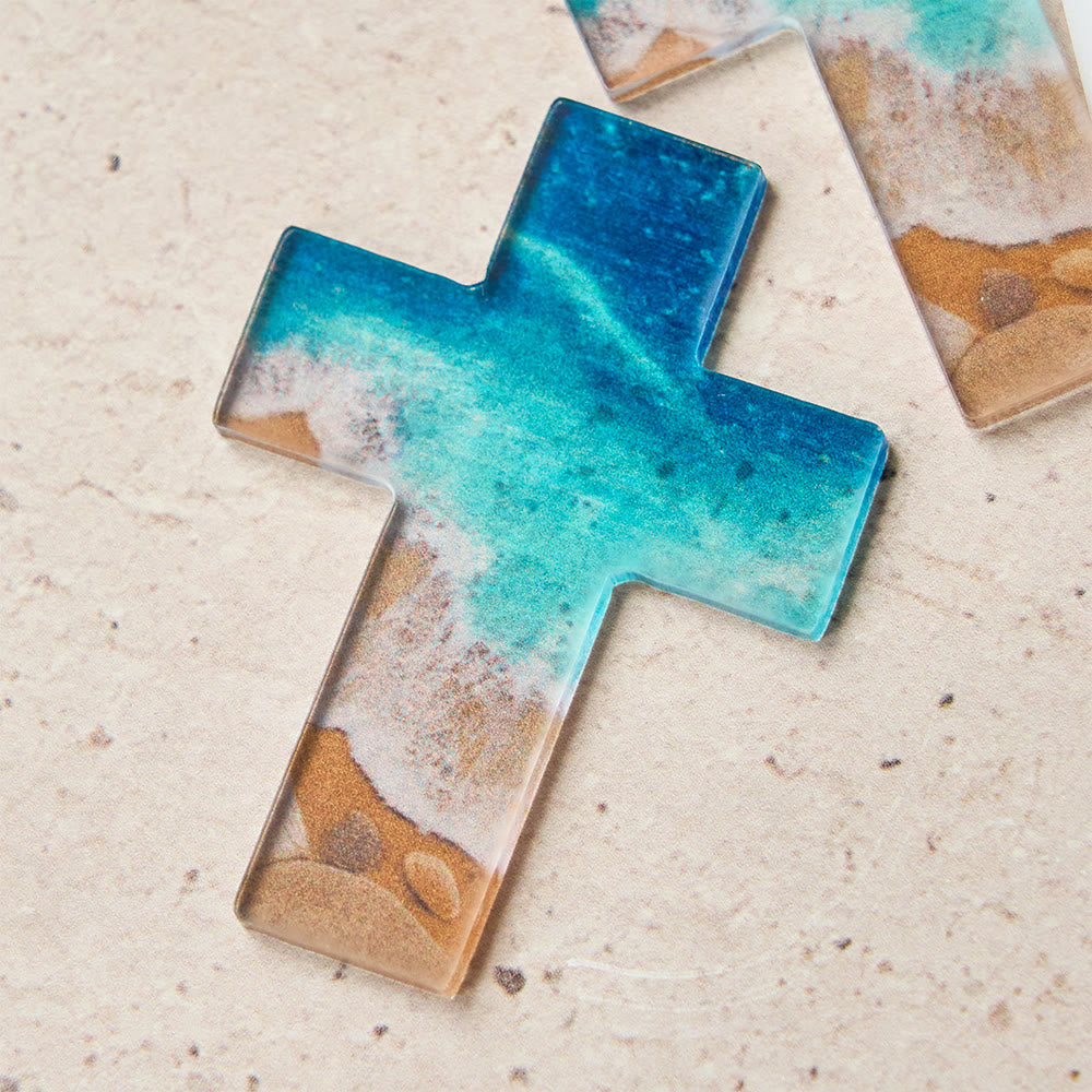 Christianartworkshop Croix de poche en acrylique motif plage : un doux espoir pour le quotidien - image 7