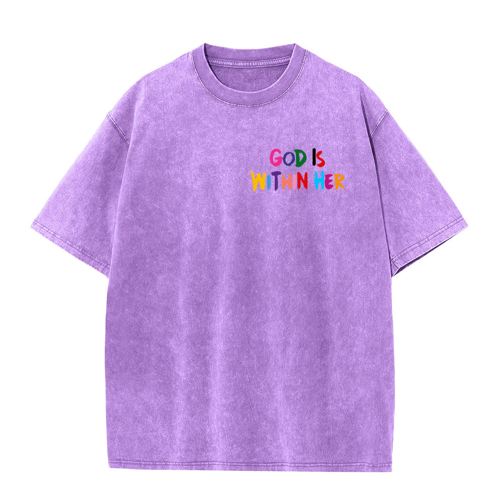 T-shirt unisexe délavé Christianartworkshop « Dieu est en elle, elle ne tombera pas » - image 12