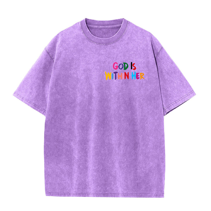 T-shirt unisexe délavé Christianartworkshop « Dieu est en elle, elle ne tombera pas » - image 12