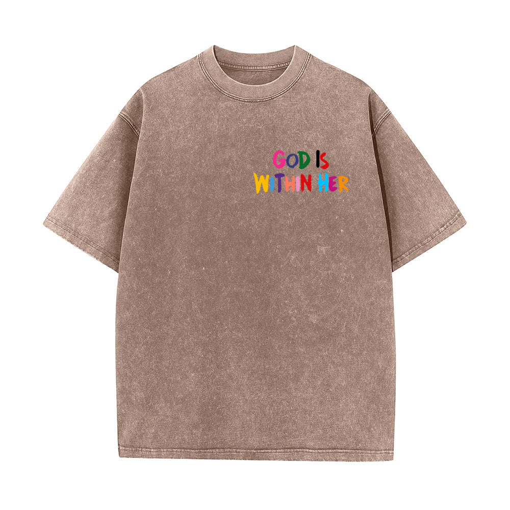 T-shirt unisexe délavé Christianartworkshop « Dieu est en elle, elle ne tombera pas » - image 14