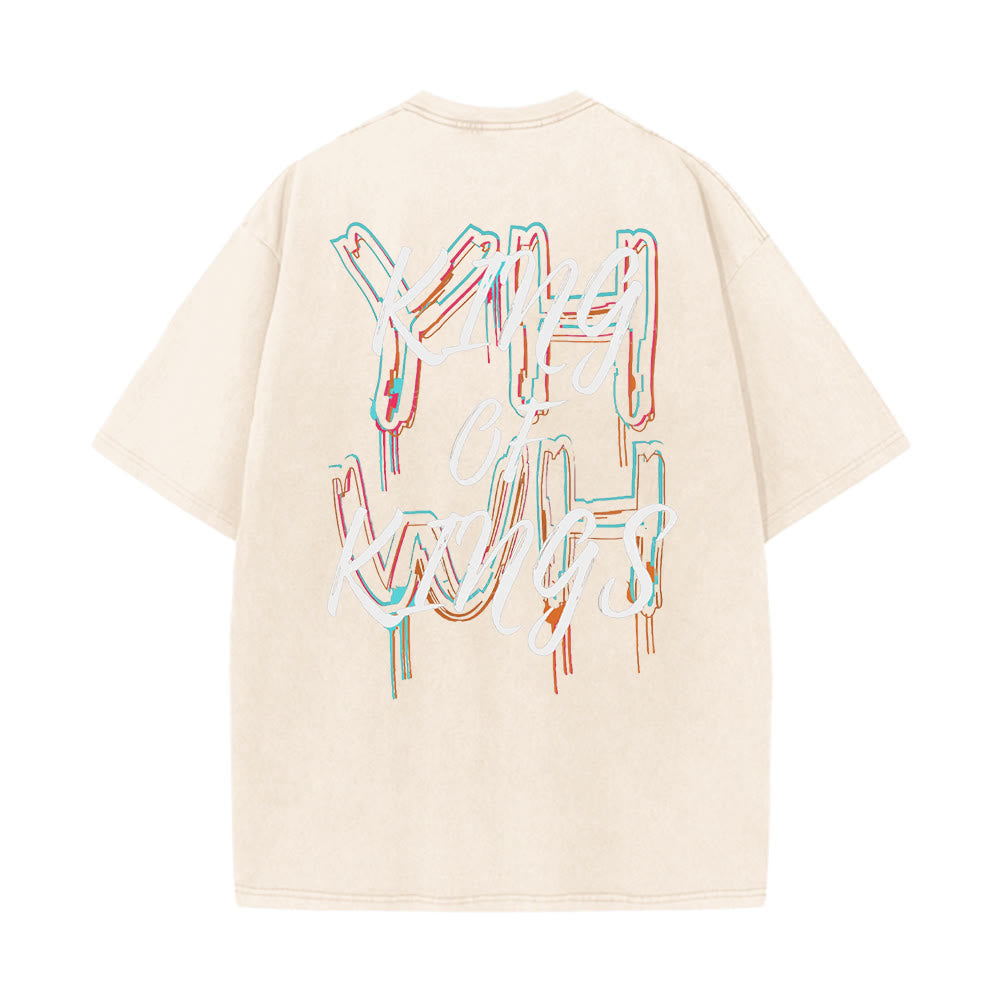 T-shirt unisexe délavé Christianartworkshop King Of Kings - Beige - 4XL - image 2
