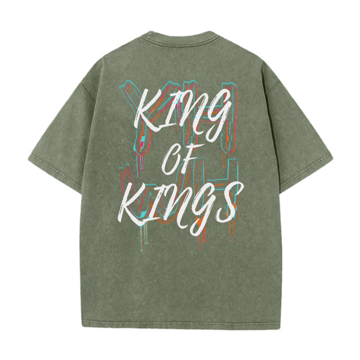 T-shirt unisexe délavé Christianartworkshop King Of Kings - Vert armée - 4XL - image 12