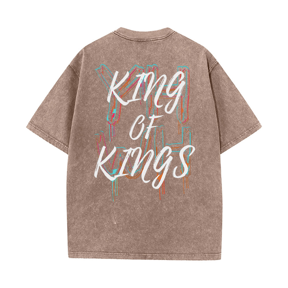 T-shirt unisexe délavé Christianartworkshop King Of Kings - Kaki - 4XL - image 10