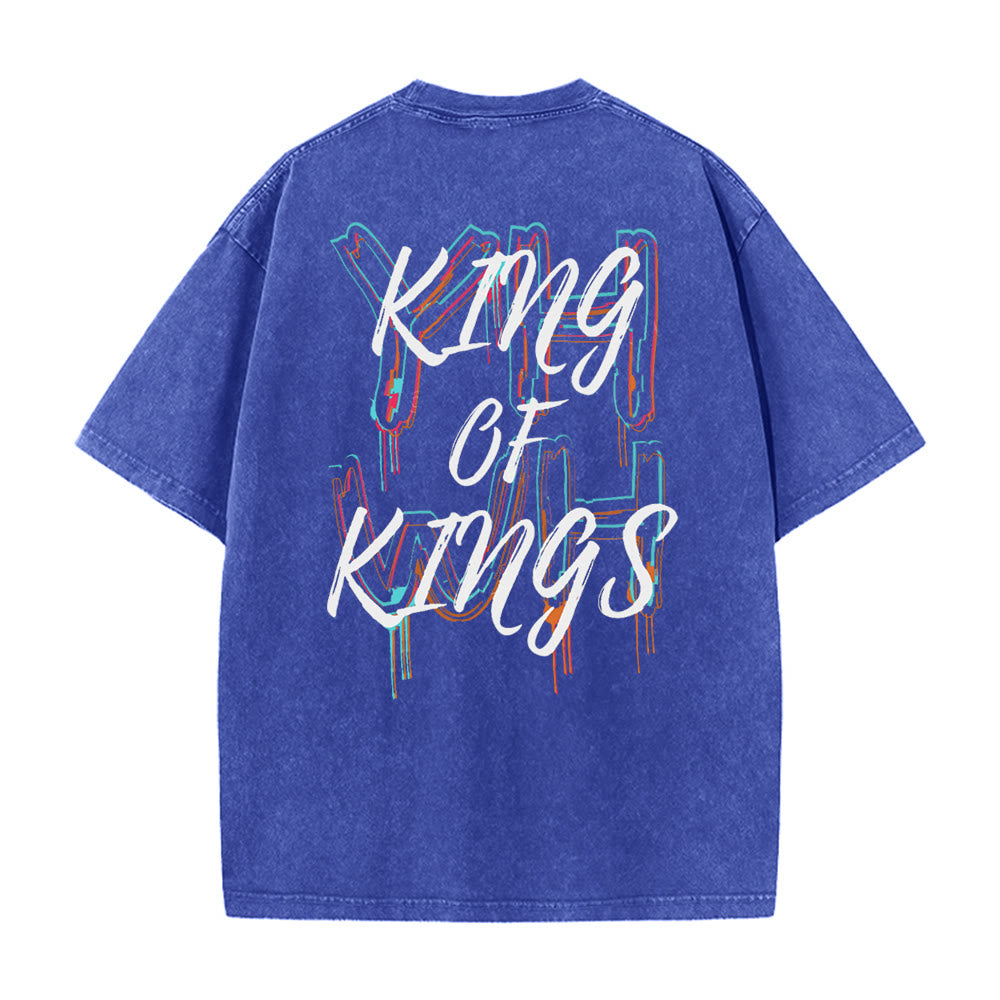 T-shirt unisexe délavé Christianartworkshop King Of Kings - Bleu - 4XL - image 4