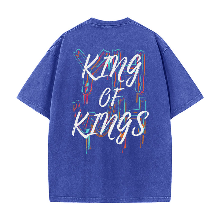 T-shirt unisexe délavé Christianartworkshop King Of Kings - Bleu - 4XL - image 4