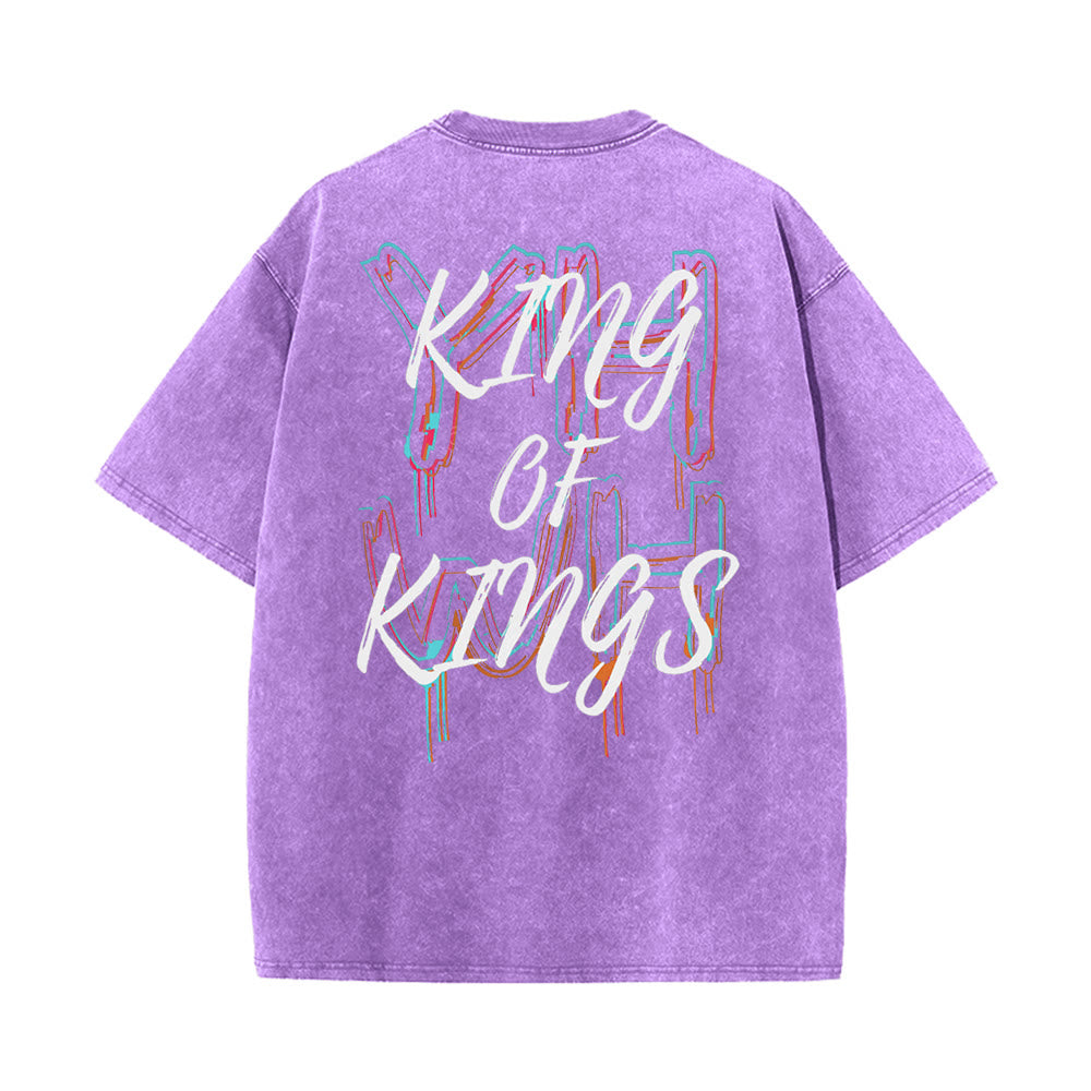 T-shirt unisexe délavé Christianartworkshop King Of Kings - Violet - 4XL - image 8