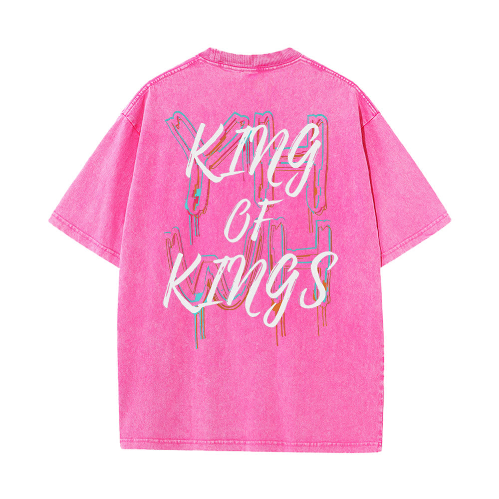 T-shirt unisexe délavé Christianartworkshop King Of Kings - Rose - 4XL - image 6