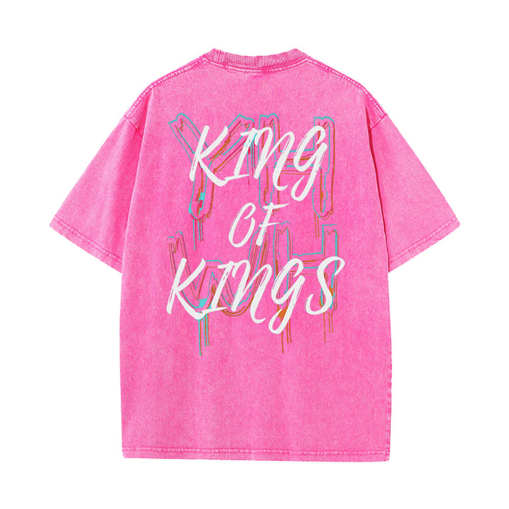 T-shirt unisexe délavé Christianartworkshop King Of Kings - Rose - 4XL - image 6