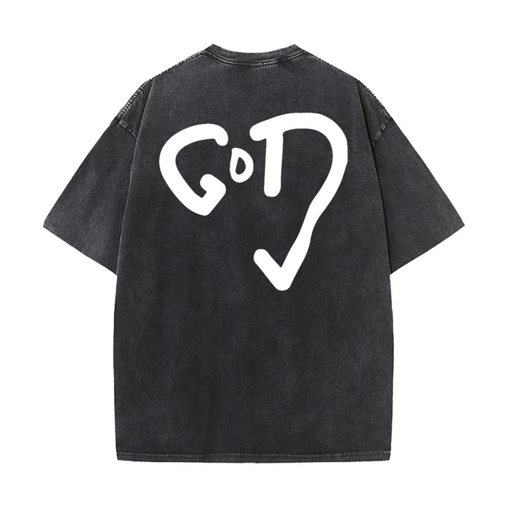 T-shirt unisexe délavé Christianartworkshop God Heart - Noir - 4XL - image 4