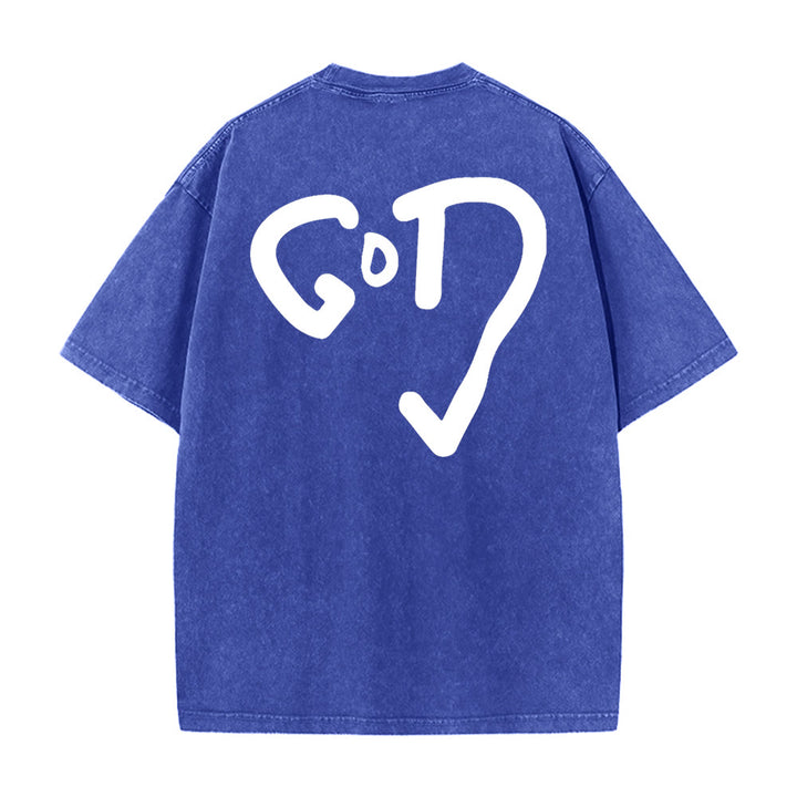 T-shirt unisexe délavé Christianartworkshop God Heart - Bleu - 4XL - image 6