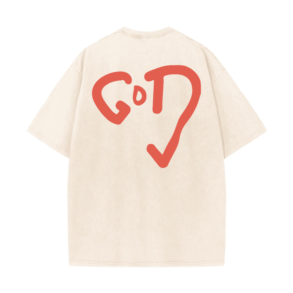 T-shirt unisexe délavé Christianartworkshop God Heart - Beige - 4XL - image 2