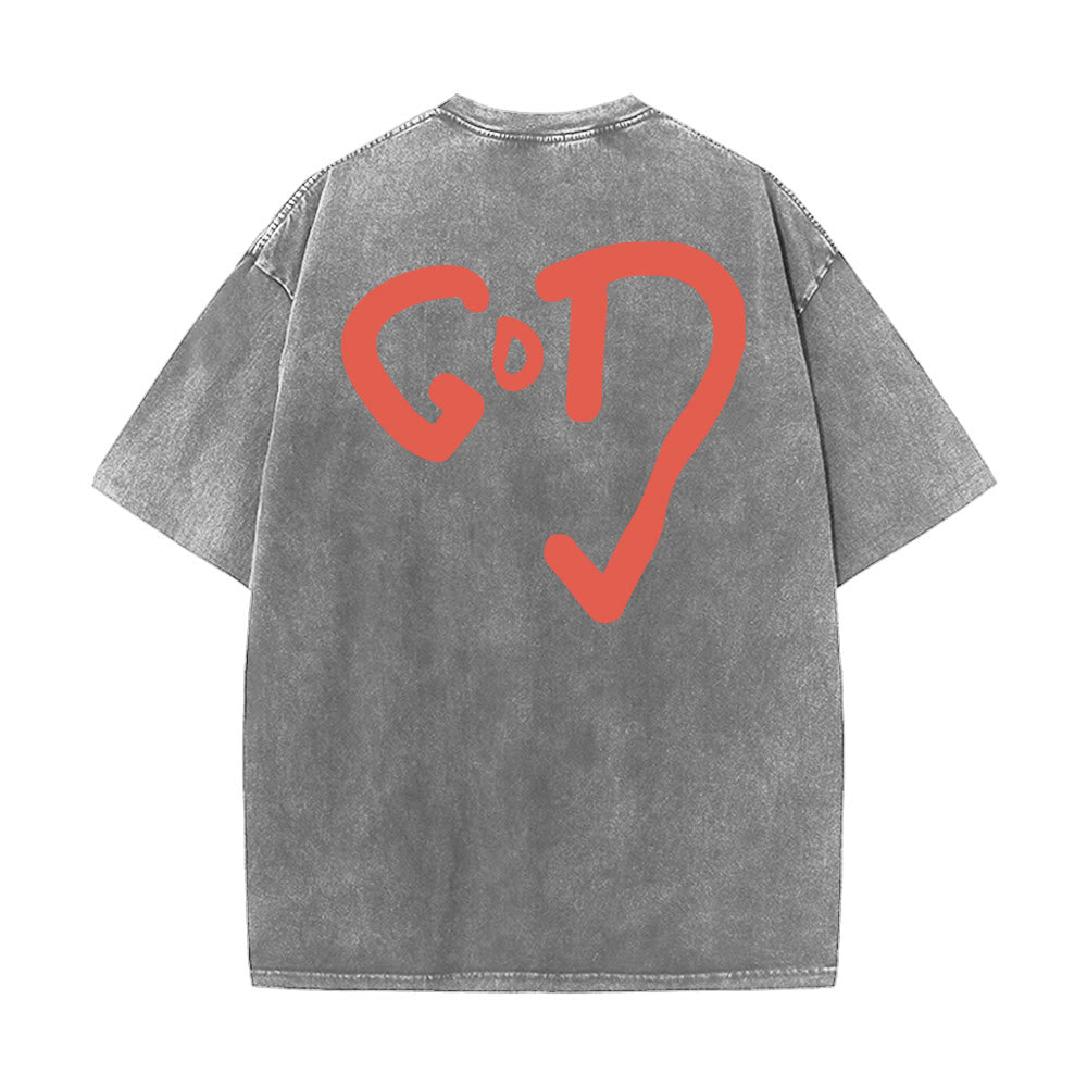 T-shirt unisexe délavé Christianartworkshop God Heart - Gris - 4XL - image 14