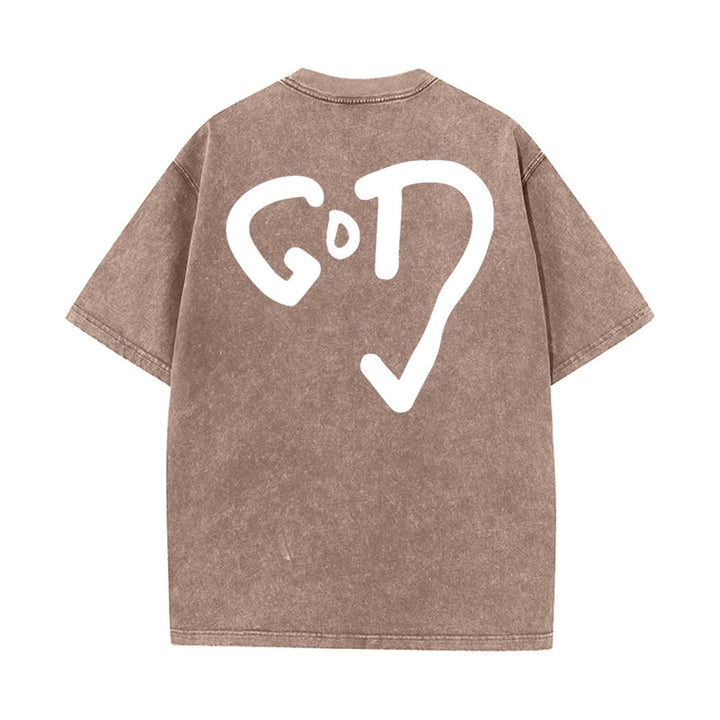 T-shirt unisexe délavé Christianartworkshop God Heart - Kaki - 4XL - image 10