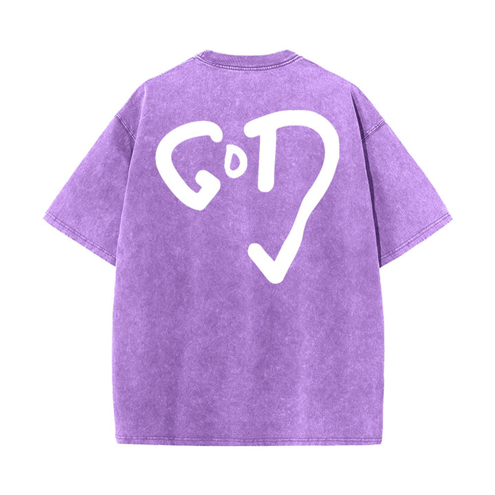 T-shirt unisexe délavé Christianartworkshop God Heart - Violet - 4XL - image 0