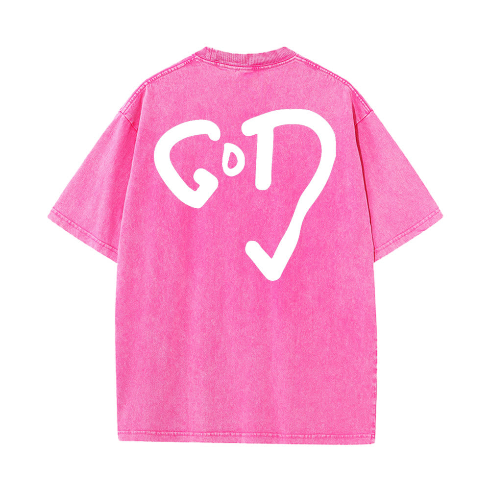 T-shirt unisexe délavé Christianartworkshop God Heart - Rose - 4XL - image 8