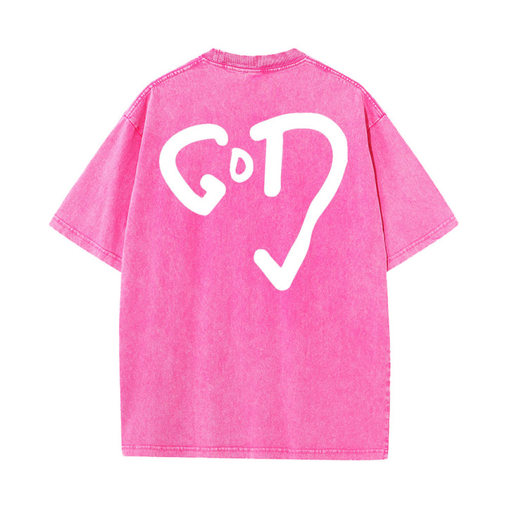 T-shirt unisexe délavé Christianartworkshop God Heart - Rose - 4XL - image 8